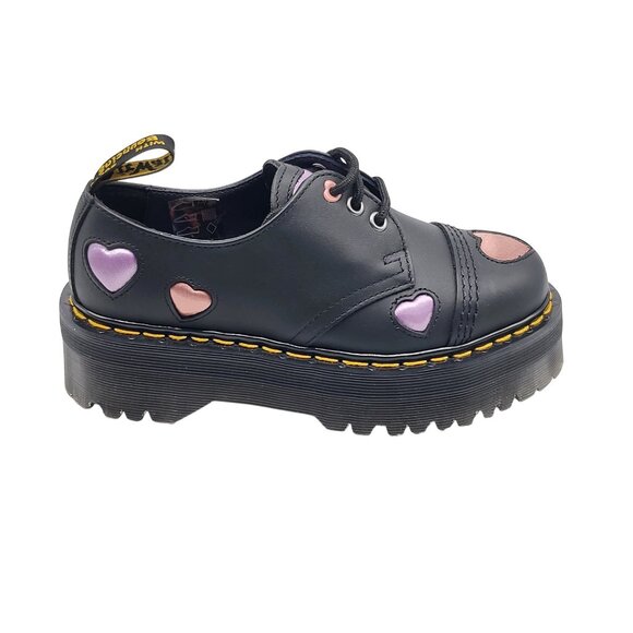 Dr Martens 1461 Quad Heart Shoes Womens Size 5 Platform Leather - Picture 1 of 13